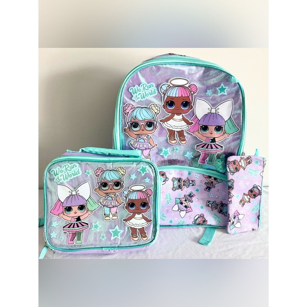 LOL Surprise Backpack Set 3-Piece –School Bag, Lunch Box, Pouch & Pencil Case
